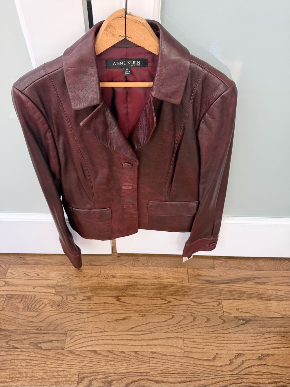 Anne Klein Deep Burgundy Leather Jacket